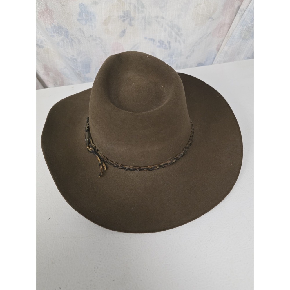 Stetson 6X Cowboy Hat 6 7/8 R Acorn Brown Fur Felt Western Made USA